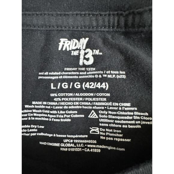 Friday the 13th Shirt Mens Large Black Jason Voorhees Mask Horror Graphic Tee - Picture 4 of 8